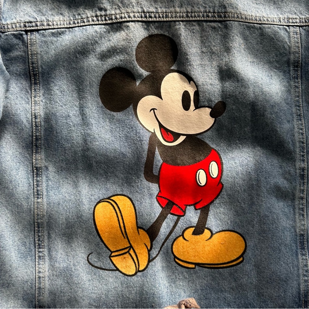 Disney Mickey Mouse Graphic Raw Hem Jean Jacket size L - Picture 6 of 12